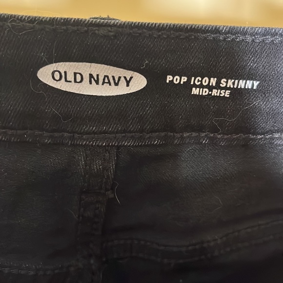 Old Navy Black Distressed Pop Icon jeans. Mid Rise, Size 2. - Picture 2 of 7